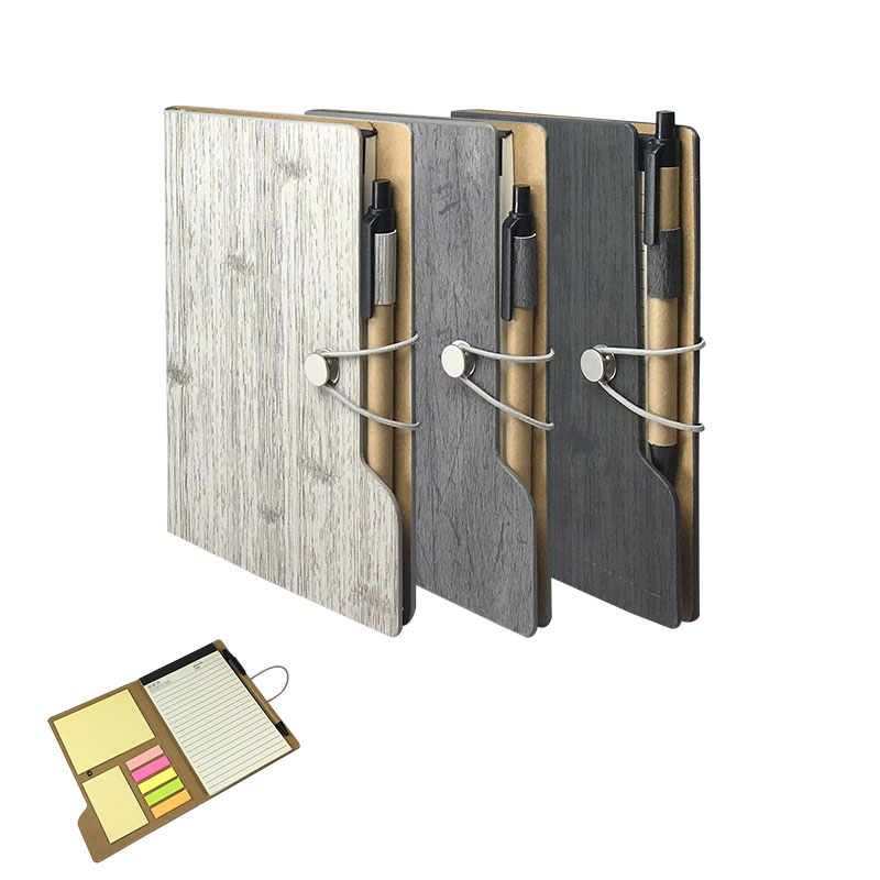 Woodgrain Look Notebook With Sticky Notes TH-G364